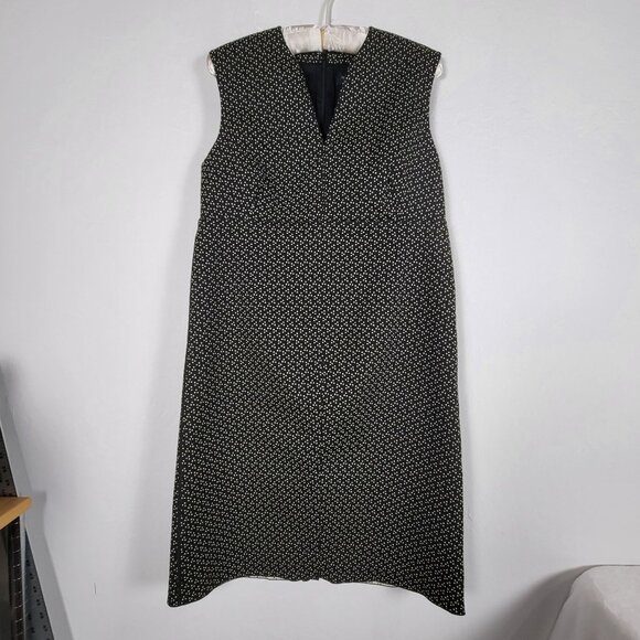 Piazza Sempione Womens Black Printed Sleeveless Shift Dress Size 42 Career Italy - Picture 1 of 9